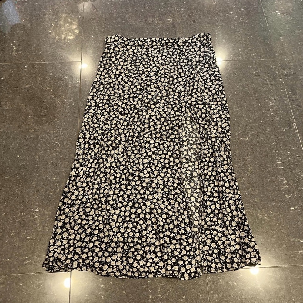 Motel Rocks Black and White Floral Maxi Skirt